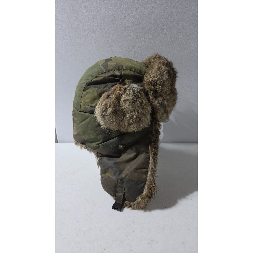 Mad Bomber Camouflage Trapper Hat Natural Rabbit Fur Aviator Med. Mens Warm